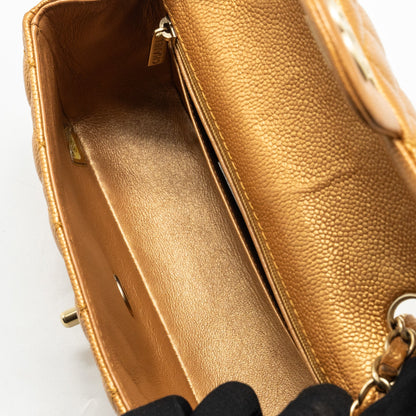 Chanel Mini Rectangular Flap Bag Calfskin Iridescent Dark Gold