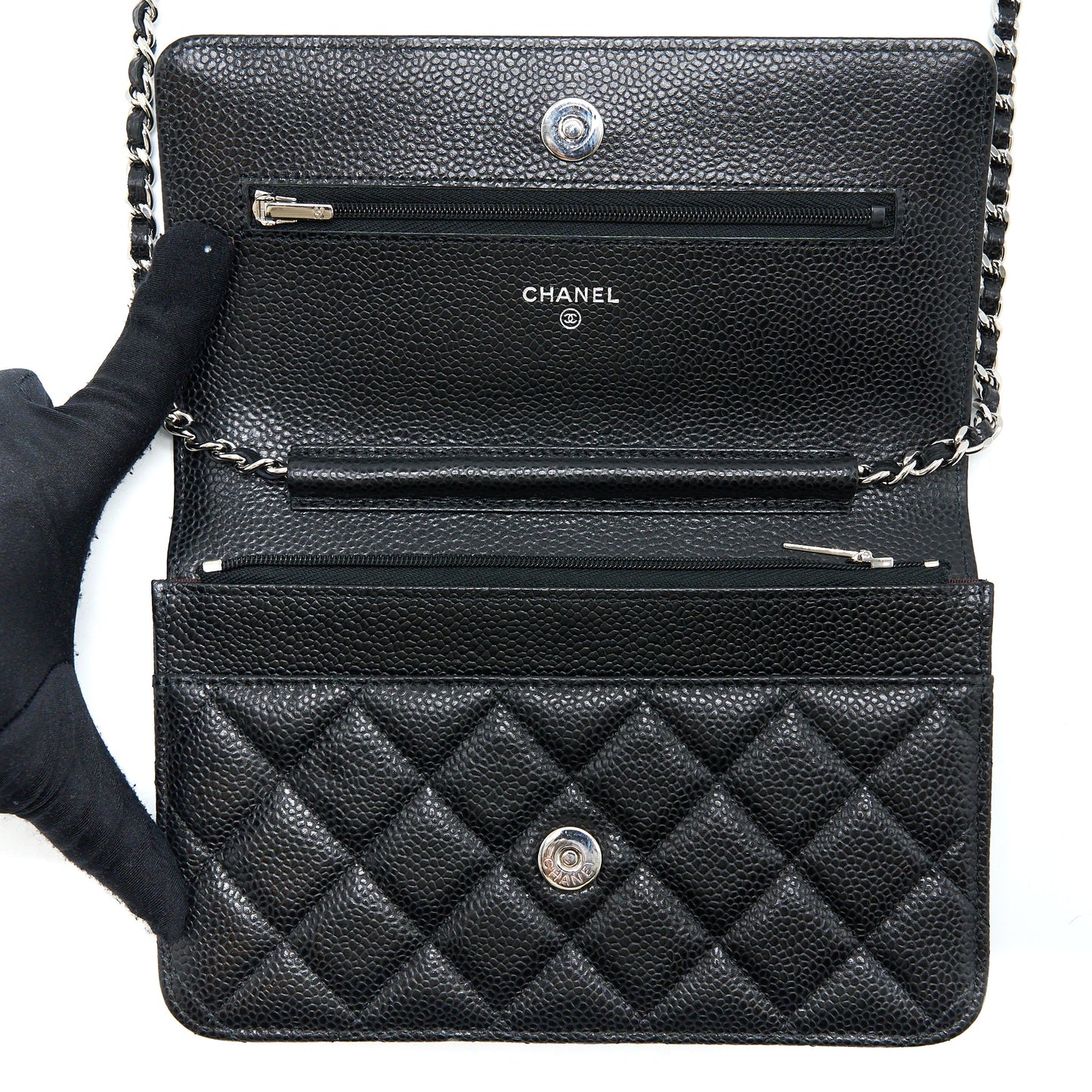 Chanel Classic Wallet on Chain Caviar Black  (Microchip)