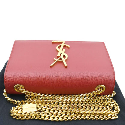 YVES SAINT LAURENT Kate Small Grain De Poudre Crossbody Bag Red