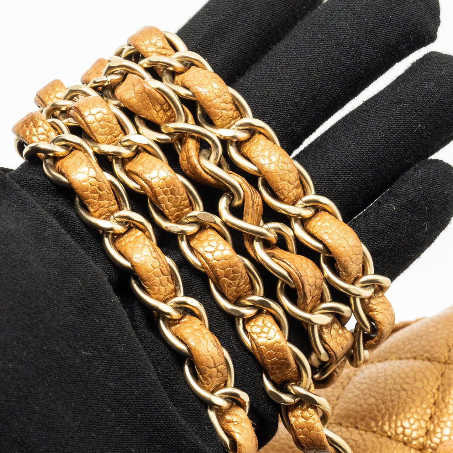 Chanel Mini Rectangular Flap Bag Calfskin Iridescent Dark Gold