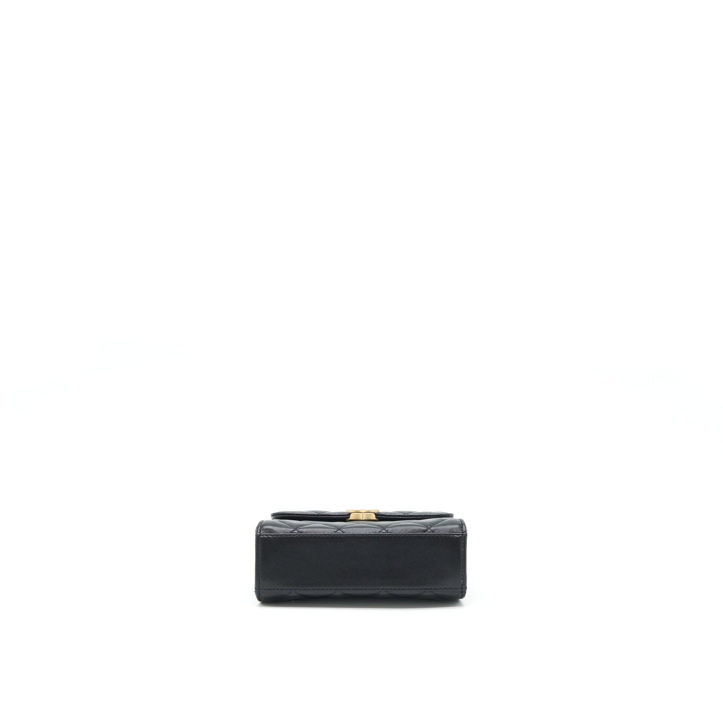 Chanel 22B Flap Bag With Enamel/CC Logo Top Handle Lambskin Black Brushed