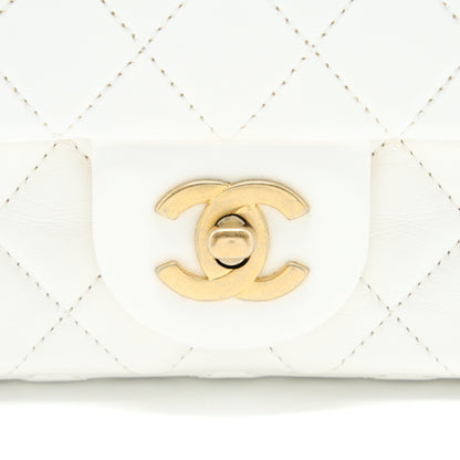 Chanel Pearl Crush Mini Rectangular Flap Bag Lambskin White