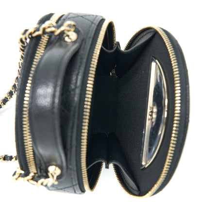 Chanel Mini Round Purse Vanity Caviar Black L