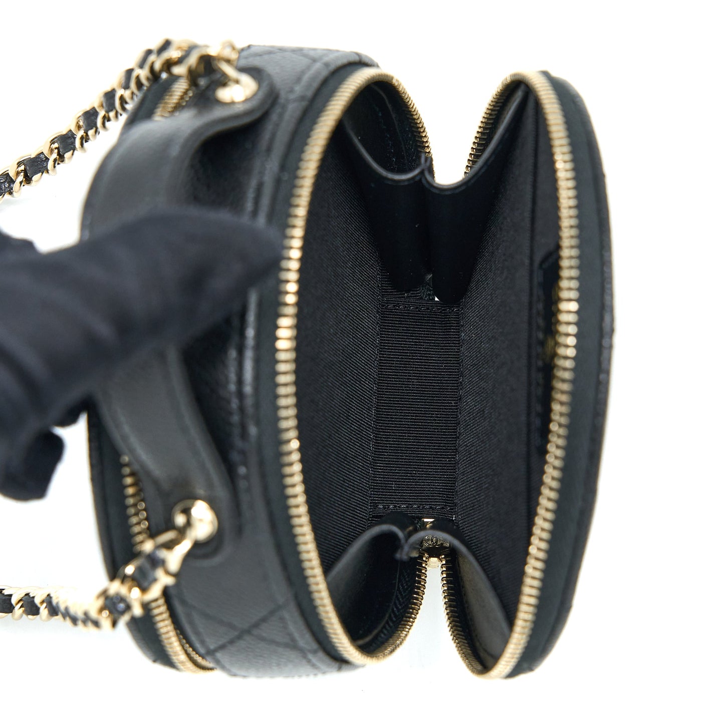 Chanel Mini Round Purse Vanity Caviar Black L
