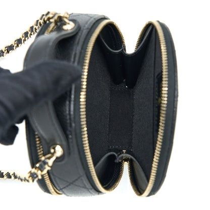 Chanel Mini Round Purse Vanity Caviar Black L
