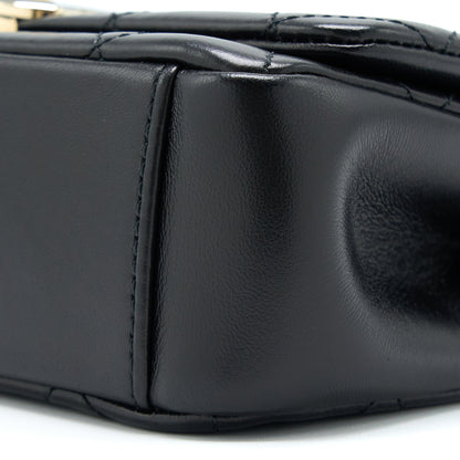 Chanel Enamel CC Logo Quilted Rectangular Flap Bag Lambskin Black L