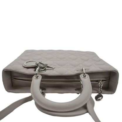 CHRISTIAN DIOR Lady Dior Large Quilted Leather Shoulder Bag Pink