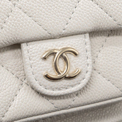 Chanel 23k Triple Pocket Mini Backpack Caviar White L(Microchip)