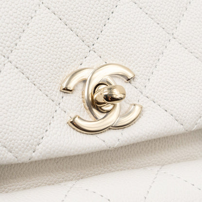 Chanel 23k Triple Pocket Mini Backpack Caviar White L(Microchip)