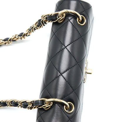 Chanel Enamel CC Logo Quilted Rectangular Flap Bag Lambskin Black L