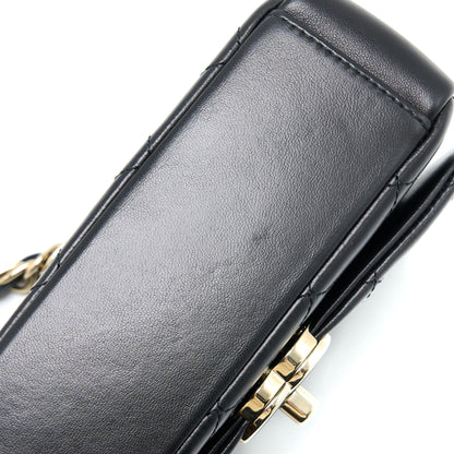Chanel Enamel CC Logo Quilted Rectangular Flap Bag Lambskin Black L