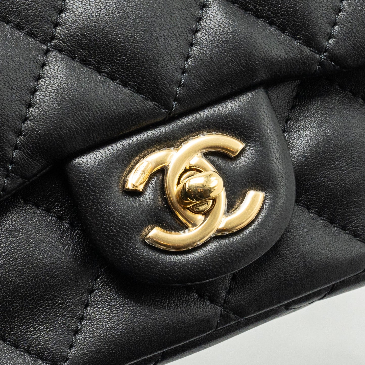 Chanel 24s Top Handle Mini Flap Bag Lambskin Black  (microchip)