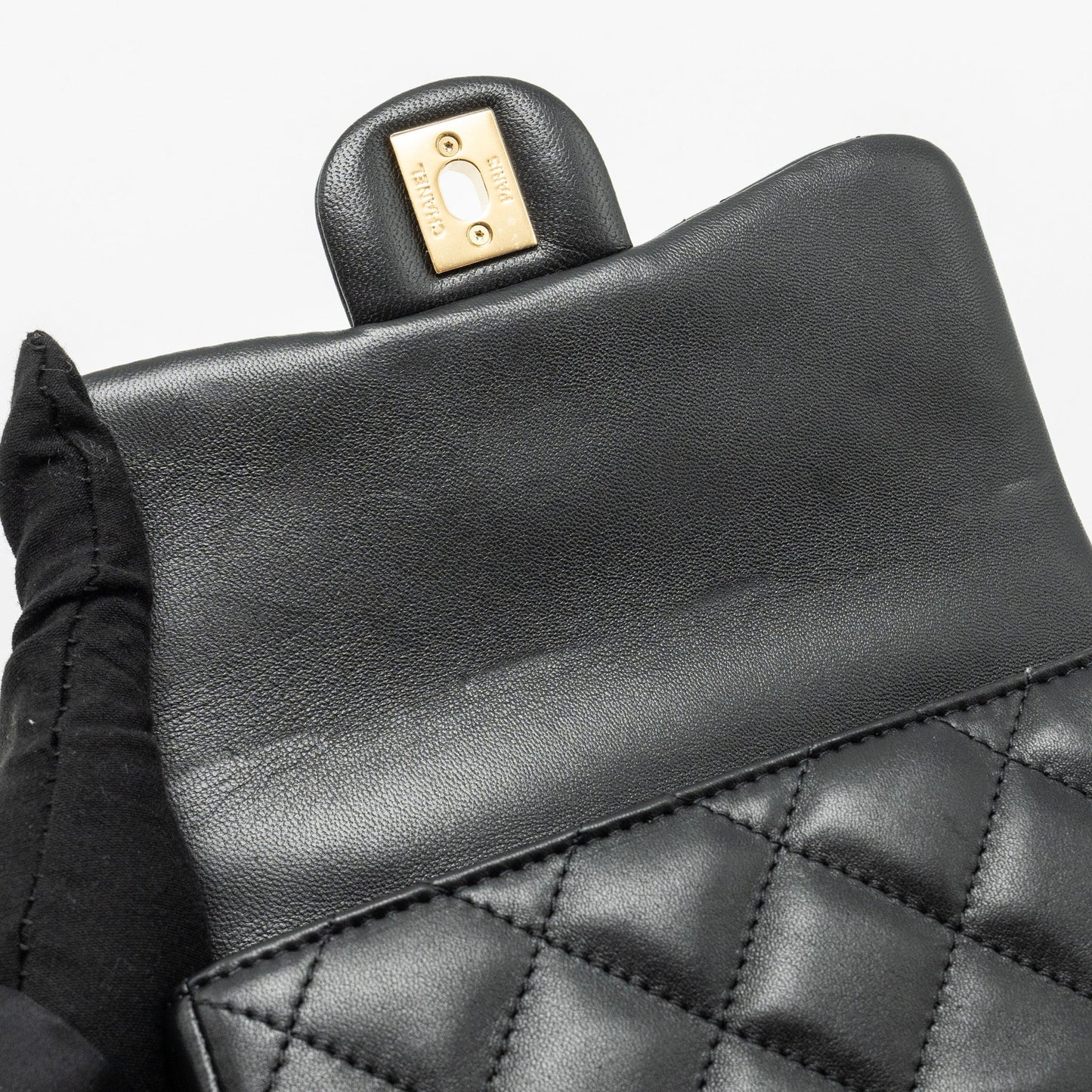 Chanel 24s Top Handle Mini Flap Bag Lambskin Black  (microchip)