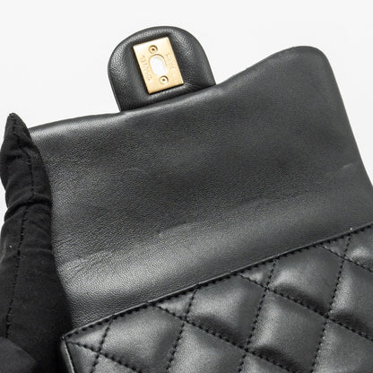 Chanel 24s Top Handle Mini Flap Bag Lambskin Black  (microchip)