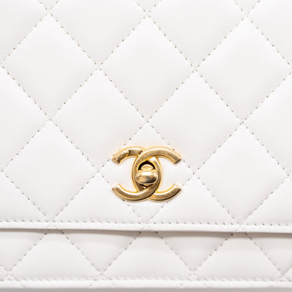 Chanel Pearl Crush Wallet on Chain Lambskin White Brushed  (Microchip)
