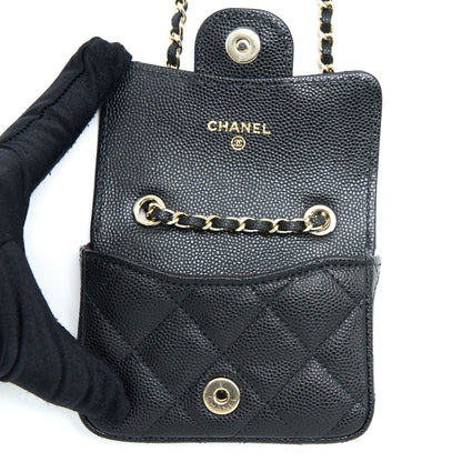 Chanel Flap Cardholder Belt Bag Caviar Black L