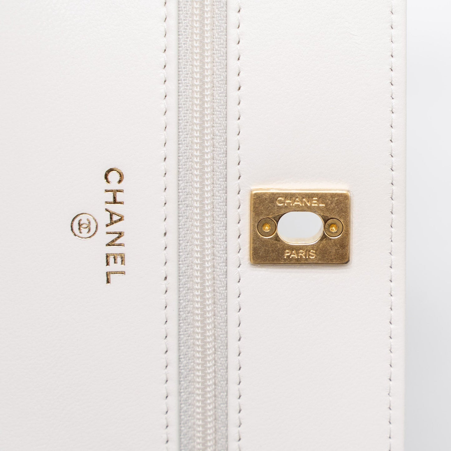 Chanel Pearl Crush Wallet on Chain Lambskin White Brushed  (Microchip)