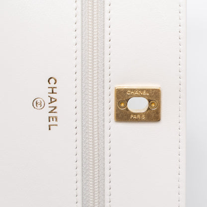 Chanel Pearl Crush Wallet on Chain Lambskin White Brushed  (Microchip)