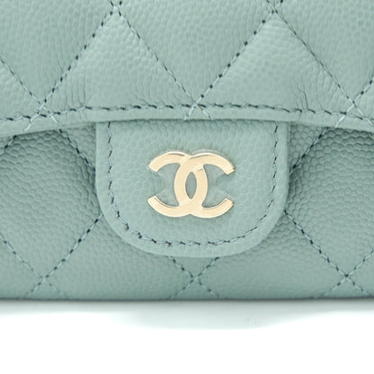 Chanel 23C Classic Flap Card Holder Caviar Light Grey L