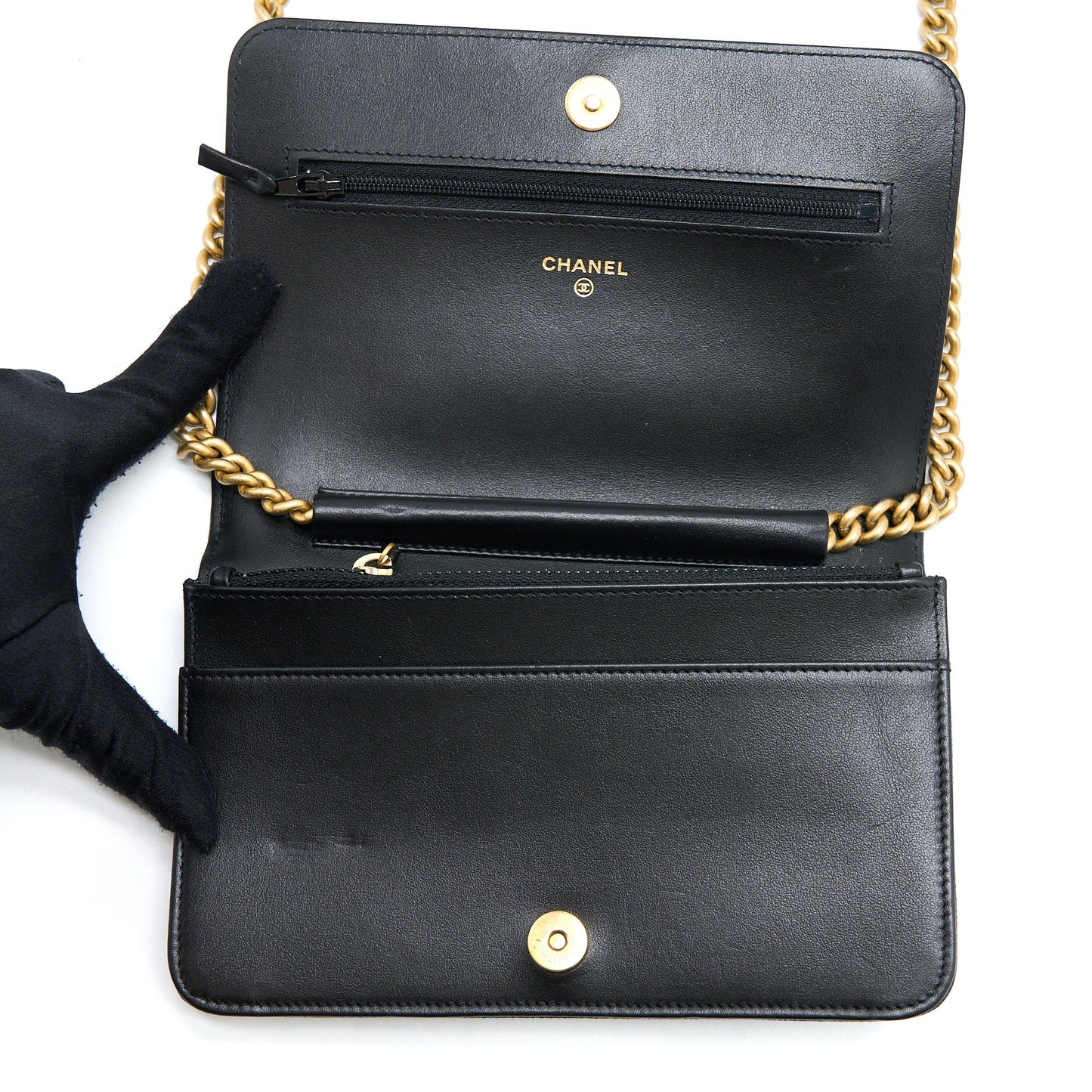 Chanel Boy Wallet on Chain Caviar Black