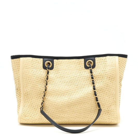 Chanel Gold Raffia Deauville Tote Bag