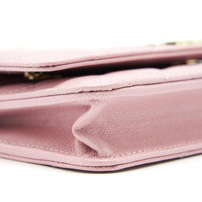 Chanel 22B Wallet On Chain With Detail CC Logo Caviar Light Pink NJ523 L(Microchip)