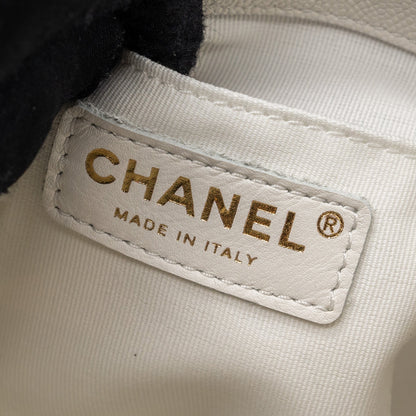 Chanel 23k Triple Pocket Mini Backpack Caviar White L(Microchip)