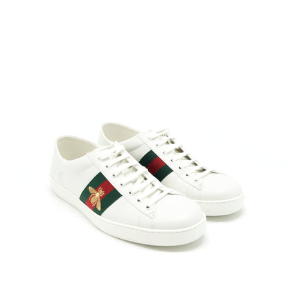 Gucci size 10 Men's White Sneaker Bee Pattern