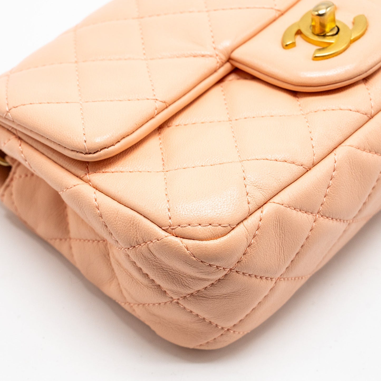 Chanel Pearl Crush Mini Rectangular Flap Bag Lambskin Pink  (Microchip)