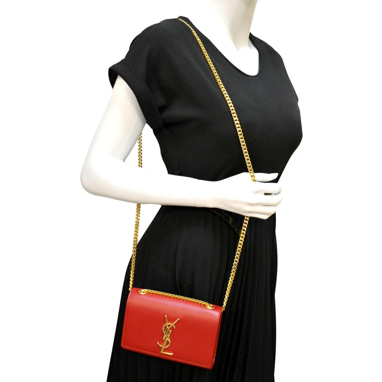 YVES SAINT LAURENT Kate Small Grain De Poudre Crossbody Bag Red