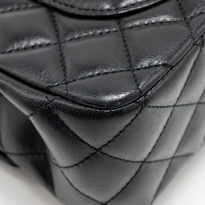 Chanel 23a Crystal Top Handle Flap Bag Shiny Lambskin Black L(microchip)