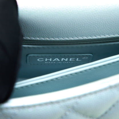 Chanel Mini Coco Handle Ombre Iridescent Caviar Light Blue Multicolour Hardware (Microchip)