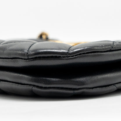 Chanel 24C Quilted Small Messenger Bag Black Lambskin  (Microchip)