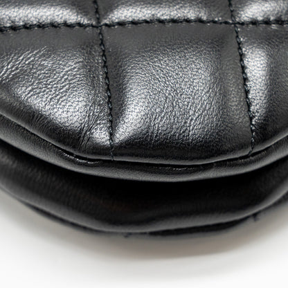 Chanel 24C Quilted Small Messenger Bag Black Lambskin  (Microchip)