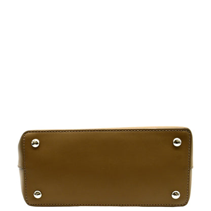 FENDI DotCom Flower Embellished Leather Shoulder Bag Tan