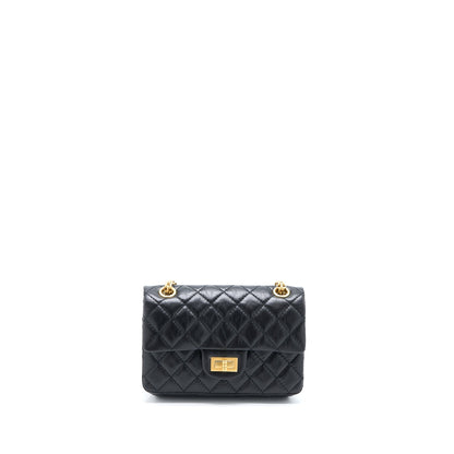 Chanel Mini 2.55 Reissue Flap Bag Aged Calfskin Black Brushed  (Microchip)