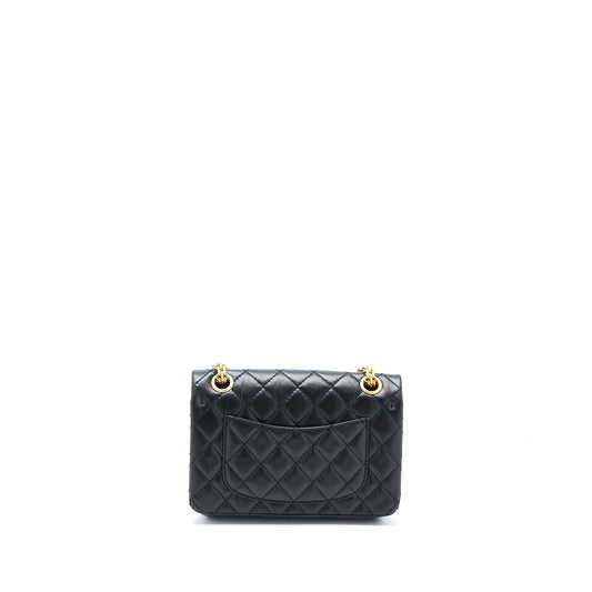 Chanel Mini 2.55 Reissue Flap Bag Aged Calfskin Black Brushed  (Microchip)