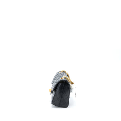 Chanel Mini 2.55 Reissue Flap Bag Aged Calfskin Black Brushed  (Microchip)