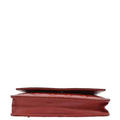 CHANEL Brilliant WOC Quilted Patent Leather Crossbody Wallet Red