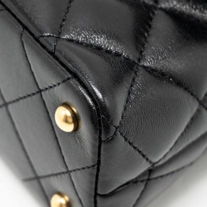 Chanel 25p Top Handle Flap Bag Shiny Lambskin Black (microchip)