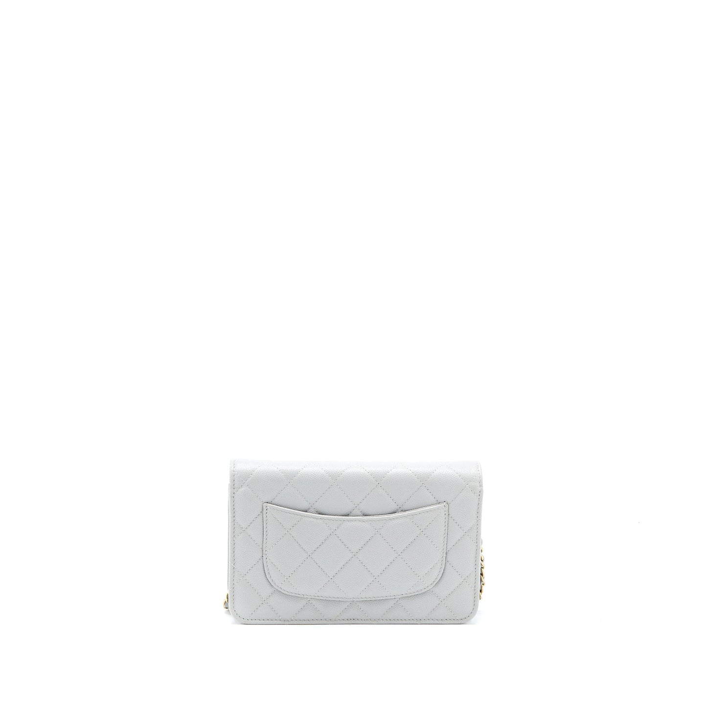 Chanel Classic Wallet on Chain Caviar Light Grey L (Microchip)