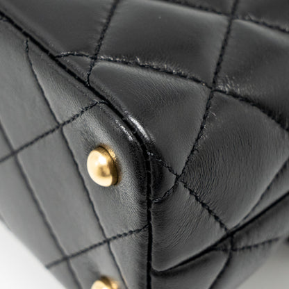 Chanel 25p Top Handle Flap Bag Shiny Lambskin Black (microchip)
