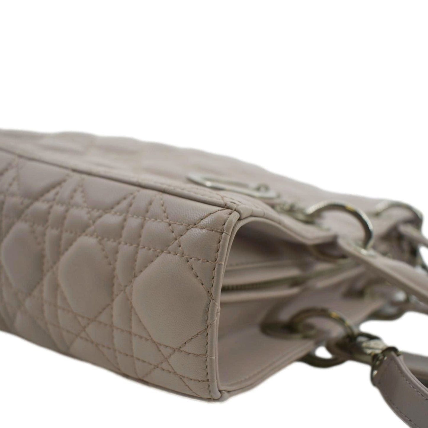 CHRISTIAN DIOR Lady Dior Large Quilted Leather Shoulder Bag Pink