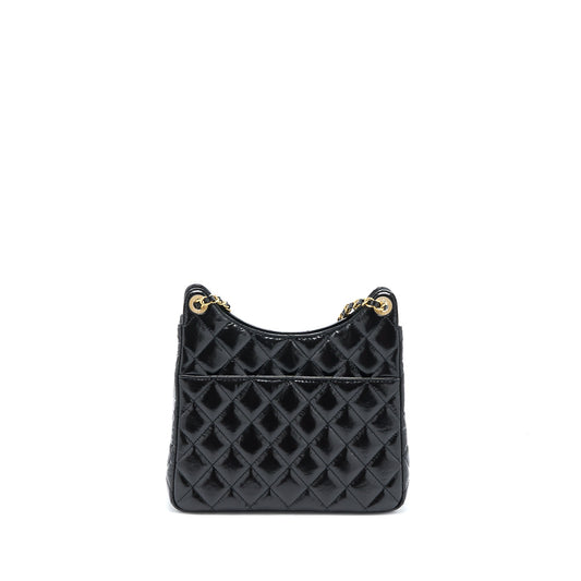 Chanel 23C Hobo Bag Shiny Calfskin Black Brushed  (Microchip)