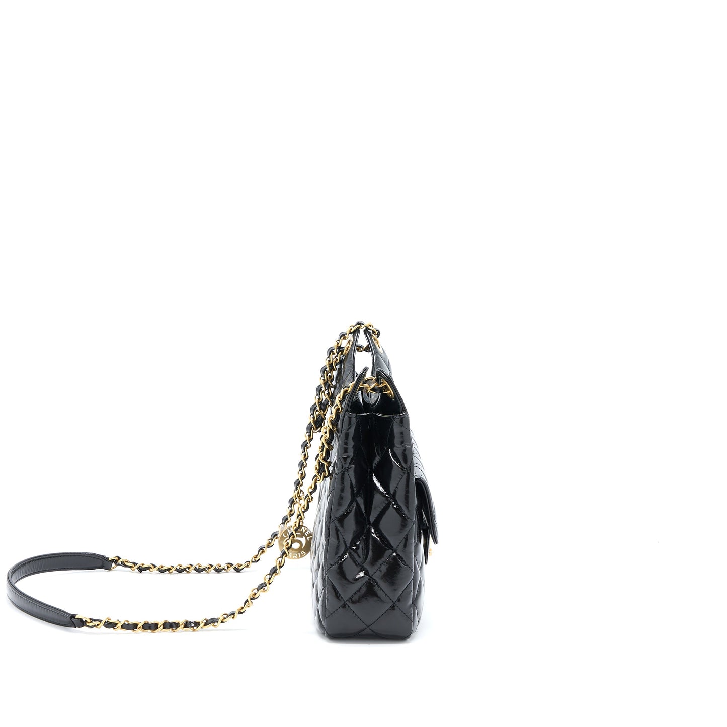 Chanel 23C Hobo Bag Shiny Calfskin Black Brushed  (Microchip)