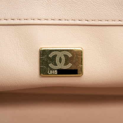 Chanel 22C Pearl Crush Mini Rectangular Flap Bag Lambskin Light Berge