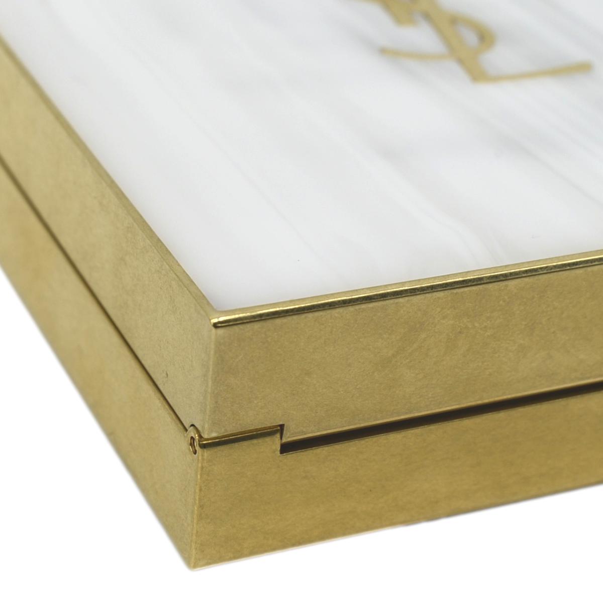 YVES SAINT LAURENT Tuxedo Box Plexiglass Metal Crossbody Bag Blanc Grise