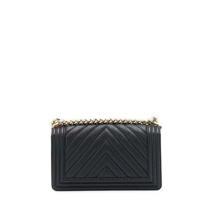 Chanel Medium Boy Chevron Caviar Black L