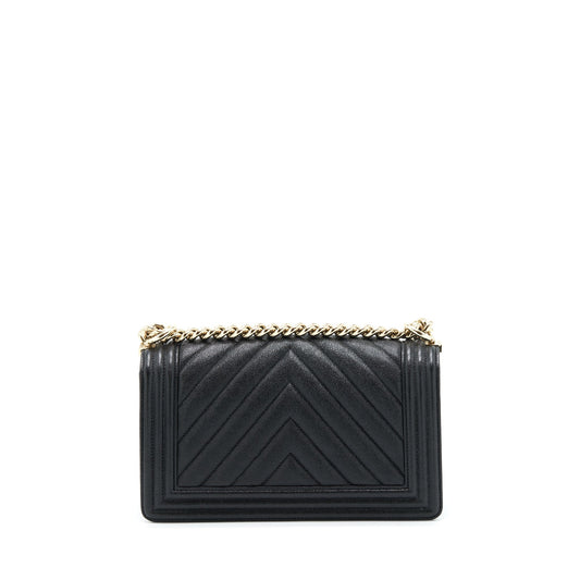 Chanel Medium Boy Chevron Caviar Black L