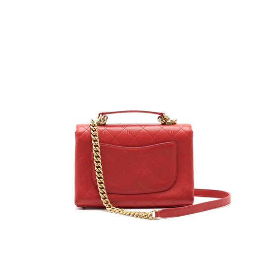 Chanel Flap Shoulder Bag With Chain Caviar in Red